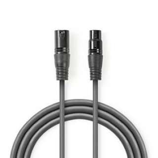 Cablu audio prelungitor XLR 3 pini T-M 1.5m, Nedis COTH15010GY15