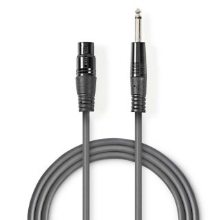 Cablu audio XLR 3 pini la jack 6.35mm M-T 5m, Nedis COTH15120GY50