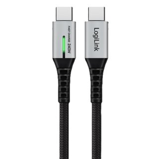 Cablu USB 3.2 Gen2x2 Type C 20Gbps/240W/4K60Hz cu LED T-T 1m Negru, Logilink CU0442