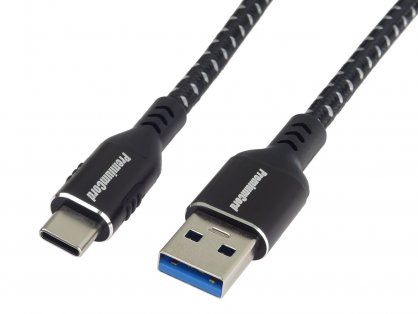 Cablu USB 3.2-A la USB type C T-T 3m brodat Negru, ku31cx3