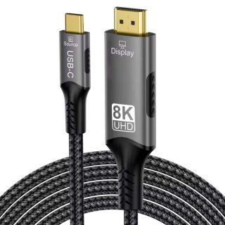 Cablu USB type C la HDMI 8K60Hz/4K144Hz brodat 2m, ku31hdmi27