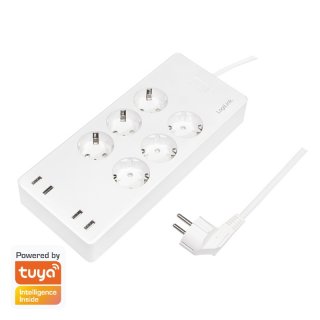 Prelungitor smart Wifi cu 6 x Schuko + 4 x USB-A 1.8m Alb, Logilink SH0105