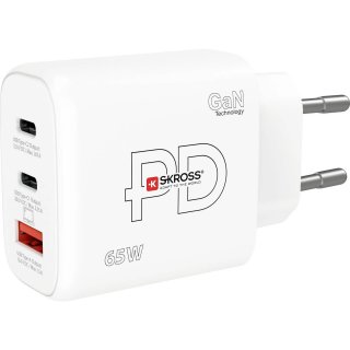 Incarcator priza 1 x USB-A / 2 x USB-C PD 65W Alb, Skross SKCH001065WPDEUCN