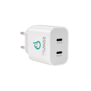 Incarcator priza 2 x USB type C 20W Alb, Spacer SPAR-TYPECQ-02