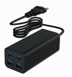 Incarcator priza Fast charger cu 2 x USB-A + 2 x USB-C 100W GaN, Gembird TA-UC-2A2C-PD100-01-BK