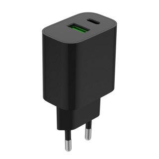 Incarcator priza USB-A + USB type C 20W Negru, Gembird TA-UC-PDQC20-01-BK