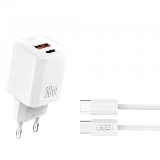 Incarcator priza 1 x USB-A + 1 x USB-C 30W + cablu USB type C Alb, XO L149