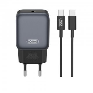 Incarcator priza USB-C 30W + cablu USB C-C Negru, XO L155