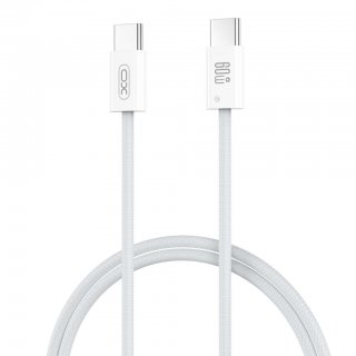 Cablu USB 2.0 type C la USB type C 60W 1m brodat Alb, XO NB-Q273