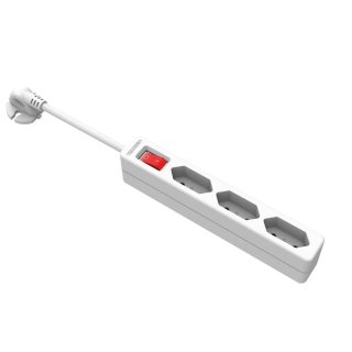 Prelungitor slim cu 3 x prize Euro Switch ON/OFF 1.5m Alb, Value 19.99.0971