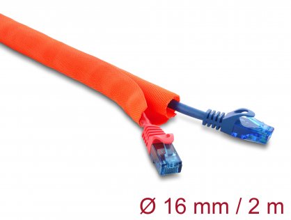 Plasa pentru organizarea cablurilor self-closing 2m x 16mm Orange, Delock 19018