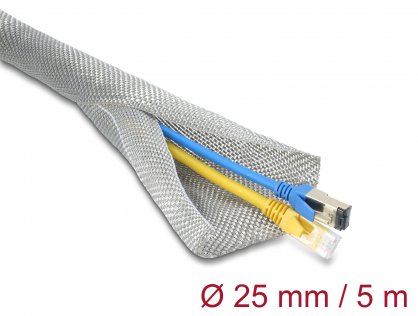 Plasa cu auto-inchidere pentru organizare cabluri 5mx25mm ecranare EMC, Delock 20995