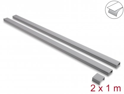 Set 2 buc canal cablu self-adhesive 40x19mm - lungime 1m Gri, Delock 22091