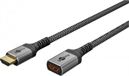 Cablu prelungitor HDMI 8K60Hz/4K120Hz T-M 2m brodat Alb/Negru, Goobay G79106