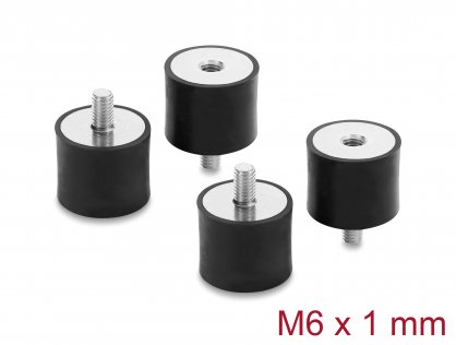 Set 4 buc amortizor vibratii M6x1mm/25x20mm, Delock 60820