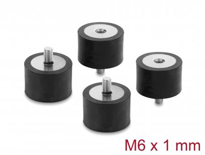 Set 4 buc amortizor vibratii M6x1mm/30x20mm, Delock 60821