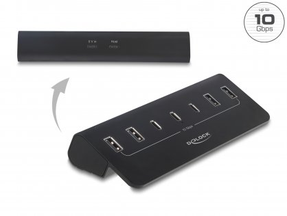 HUB USB 10 Gbps cu 3 x USB Type C + 4 x USB-A Negru, Delock 64283