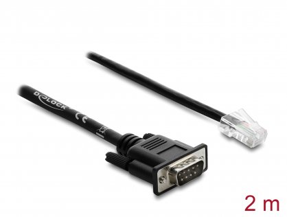 Cablu Serial RS-232/422/485 Sub-D 9 pini la RJ45 T-T 2m, Delock 64296