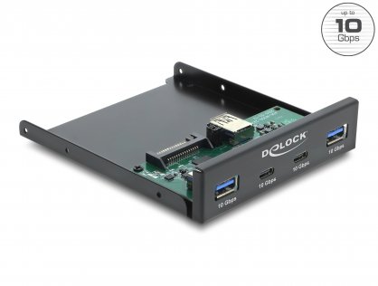 Front panel 3.5" USB 10 Gbps cu 2 x USB Type C + 2 x USB-A, Delock 64369