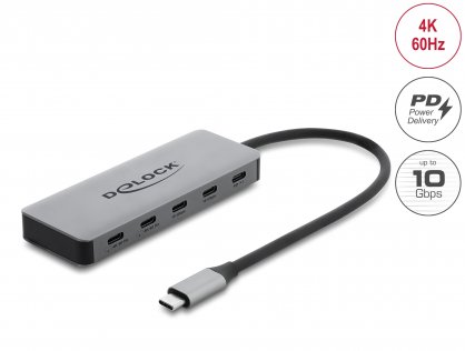Docking station USB type C la 2 x USB-C 4K60Hz + 2 x USB-C 10Gbps + PD 3.0 100W, Delock 64371