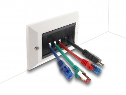 Priza pentru organizarea cablurilor 146 x 86 mm cu perii, Delock 66492