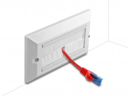 Priza pentru organizarea cablurilor 146 x 86 mm cu perii, Delock 66496