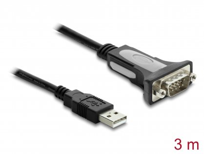 Cablu USB-A la Serial RS-232 D-Sub 9 pini 3m, Delock 66922