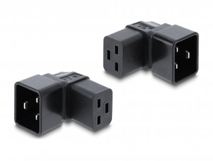 Adaptor alimentare IEC 60320 C20 la C19 unghi 90 grade 16A Negru, Delock 80658