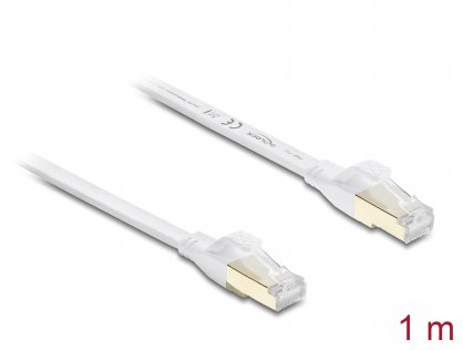 Cablu retea RJ45 Flat Cat.8.1 FTP 1m Alb, Delock 81025