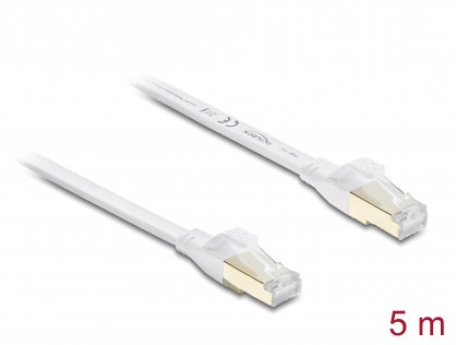 Cablu retea RJ45 Flat Cat.8.1 FTP 5m Alb, Delock 81028