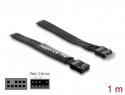 Cablu prelungitor HD Audio Flat placa baza pin header 9 pini M-T 1m Negru, Delock 86059