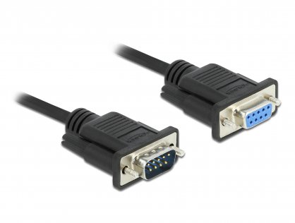 Cablu prelungitor serial RS-232 D-Sub 9 pini T-M 2m Negru, Delock 86579
