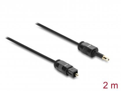 Cablu audio optic mini Toslink 3.5 mm la Toslink 2m Negru, Delock 90920