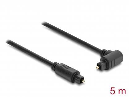 Cablu audio optic Toslink drept/unghi 90 grade 5m negru, Delock 90932