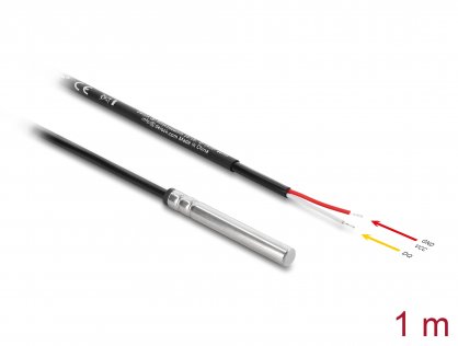 Senzor temperatura la 2 fire deschise DS18B20 1m, Delock 91406