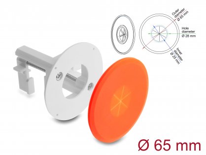 Organizator cabluri diametru 65mm montare perete/birou silicon Alb/Orange, Delock 91412