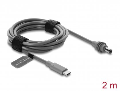 Cablu USB Type C la DC 5.5 x 2.1 mm T-T compatibil cu Starlink Mini 2m Gri, Delock 91820
