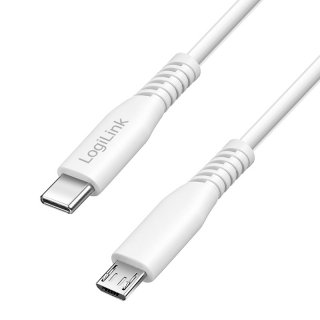 Cablu micro USB 2.0 la USB type C T-T 0.3m Alb, Logilink CU0240