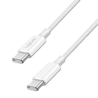 Cablu USB type C 2.0 T-T 60W 0.15m Alb, Logilink CU0339