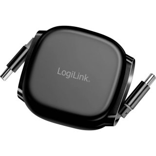 Cablu USB 2.0 type C T-T 1m retractabil Negru, Logilink CU0500