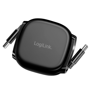 Cablu USB 2.0 type C T-T 1m retractabil Negru, Logilink CU0500