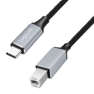 Cablu USB 2.0 type C la USB-B T-T 3m Negru, Logilink CU0516