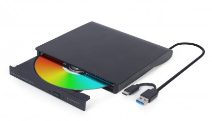 DVD-RW extern la USB-A/USB type C Negru, Gembird DVD-USB-031