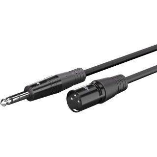 Cablu audio XLR 3 pini la jack stereo 6.35mm T-T 1.5m Negru, Goobay G80361