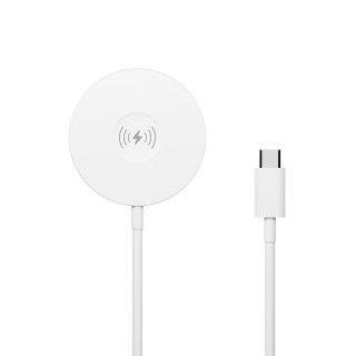 Incarcator magnetic wireless la USB type C 15W 1m Alb, MAWC-400