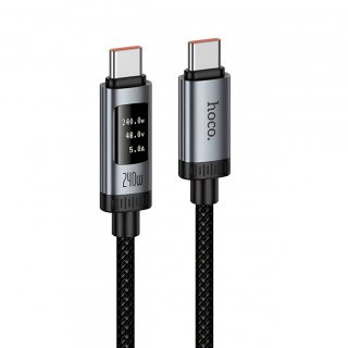 Cablu USB 2.0 type C la USB type C 240W cu display 1.2m Negru, Hoco U148