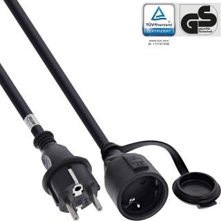 Cablu prelungitor Schuko exterior IP44 T-M 5m Negru, InLine IL16005S