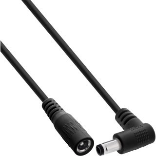 Cablu prelungitor alimentare DC 5.5x2.1mm M-T drept/unghi 1m Negru, InLine IL26901L