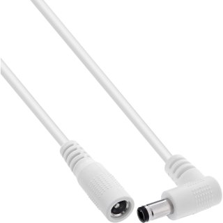 Cablu prelungitor alimentare DC 5.5x2.5mm M-T drept/unghi 0.2m Alb, InLine IL26906K