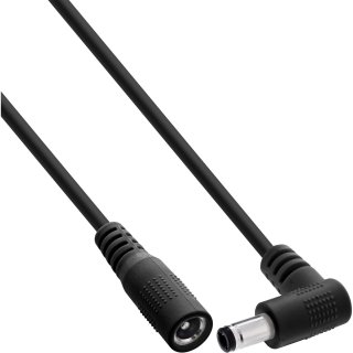 Cablu prelungitor alimentare DC 5.5x2.1mm M-T drept/unghi 0.2m Negru, InLine IL26906L